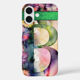 Personalized Letter B Elegant Floral Watercolor iPhone 16 Case