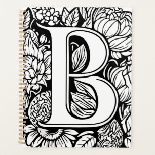 Personalized Letter B Floral Tattoo Designer Planner
