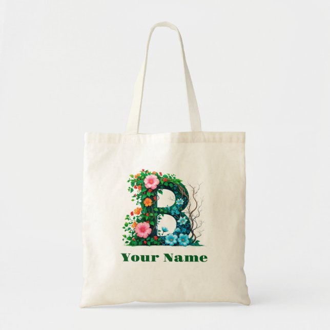 Personalized Letter B Tote Bag (Front)