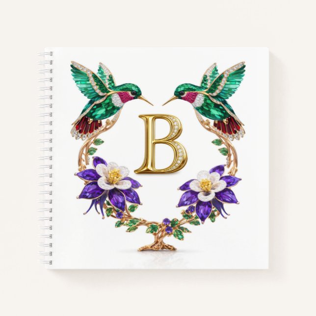 Personalized Letter B Wedding Planner Hummingbird Notebook (Front)