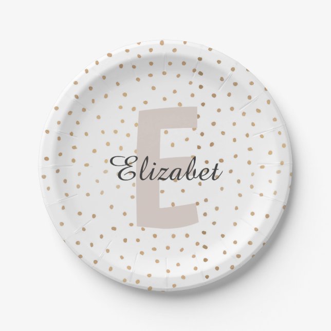 Personalized Letter Custom Name Monogram Paper Plates (Front)