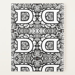 Personalized Letter D Floral Tattoo Black n White Planner