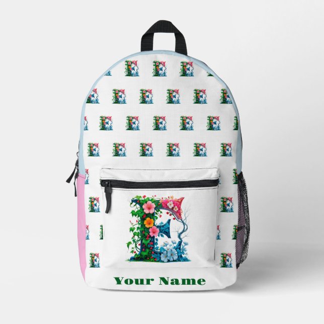 Personalized Letter E Printed Backpack (Front)