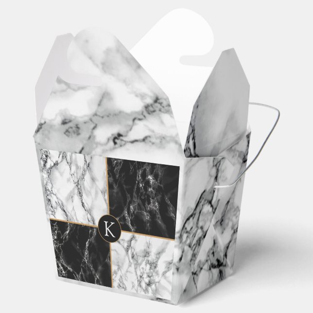 Personalized letter Favor Box Gift Marble Design (Opened)