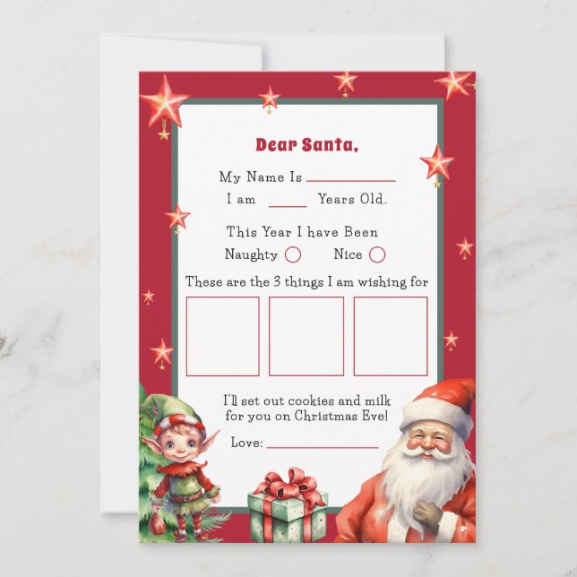 Personalized letter for Santa and Elf  Invitation (Front)