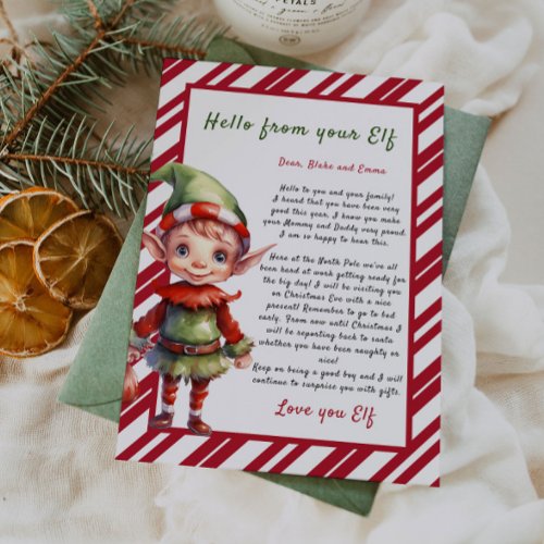 Personalized letter from Elf Christmas  Invitation