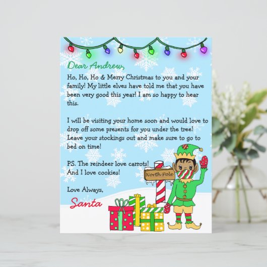 Personalized Letter from Ethnic Santa in Face Mask (Standing Front)
