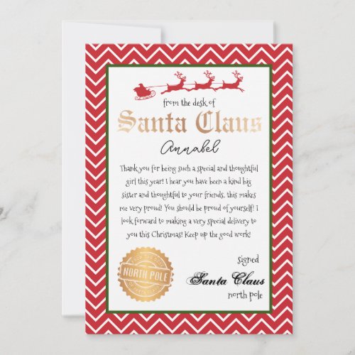 Personalized Letter from Santa Christmas Print Invitation