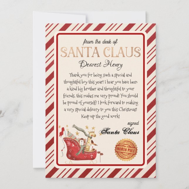Personalized Letter from Santa Christmas Print Invitation (Front)