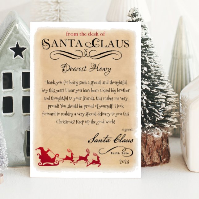Personalized Letter from Santa Christmas Print Invitation (letter from santa claus, printable letter from santa, personalize santa letter)
