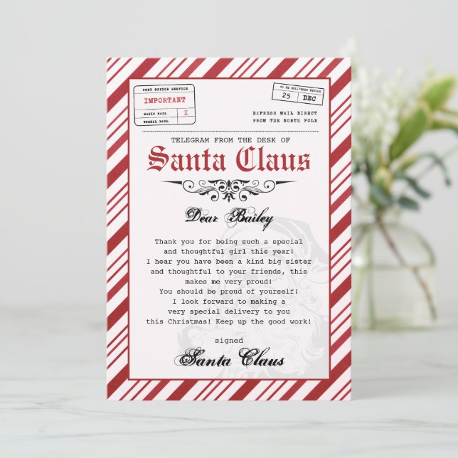 Personalized Letter from Santa Christmas Template (Standing Front)