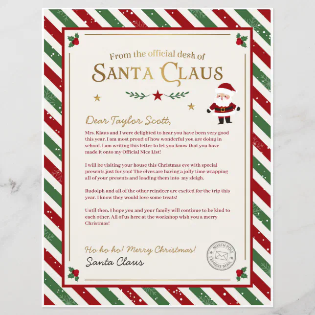 Personalized Letter from Santa Claus | Zazzle