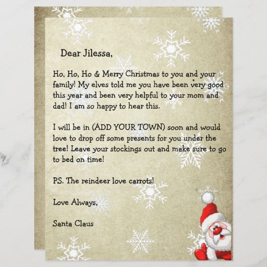 Personalized Letter from Santa Claus (Front/Back)