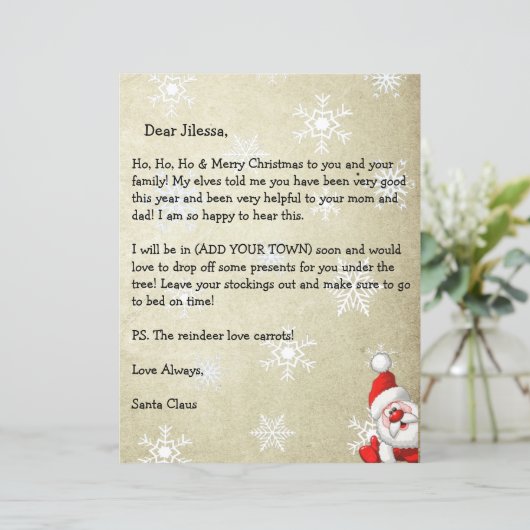 Personalized Letter from Santa Claus (Standing Front)