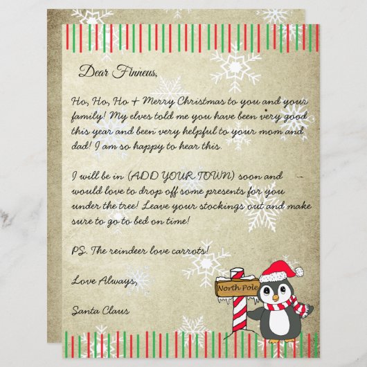 Personalized Letter from Santa Claus (Front/Back)