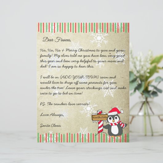 Personalized Letter from Santa Claus (Standing Front)