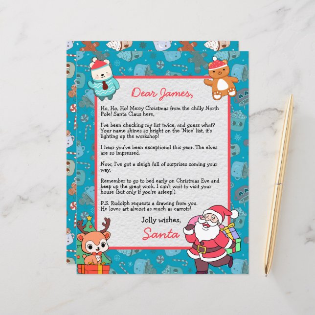 Personalized Letter from Santa Claus for kids (Front/Back In Situ)