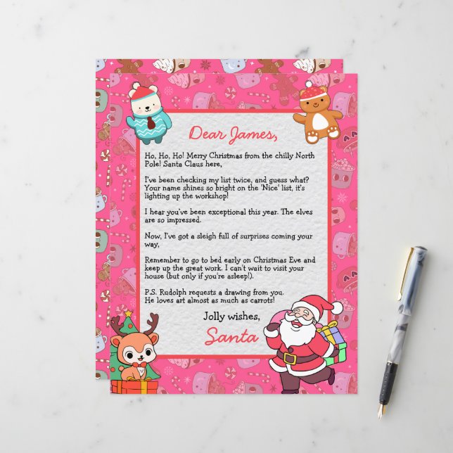 Personalized Letter from Santa Claus for kids (Front/Back In Situ)