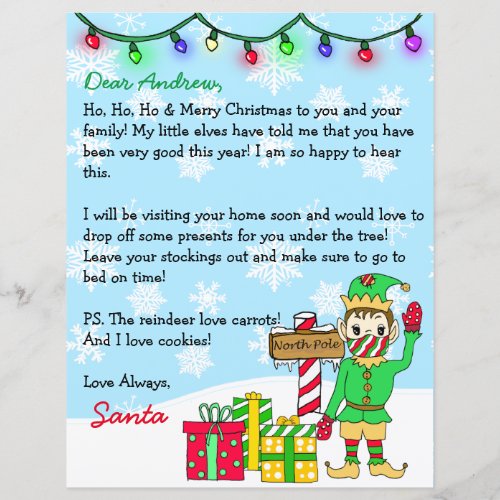 Personalized Letter from Santa Claus in Face Mask