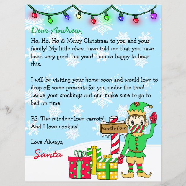 Ethnic Black Santa Claus Personalized Letter From Santa Children and Adults 