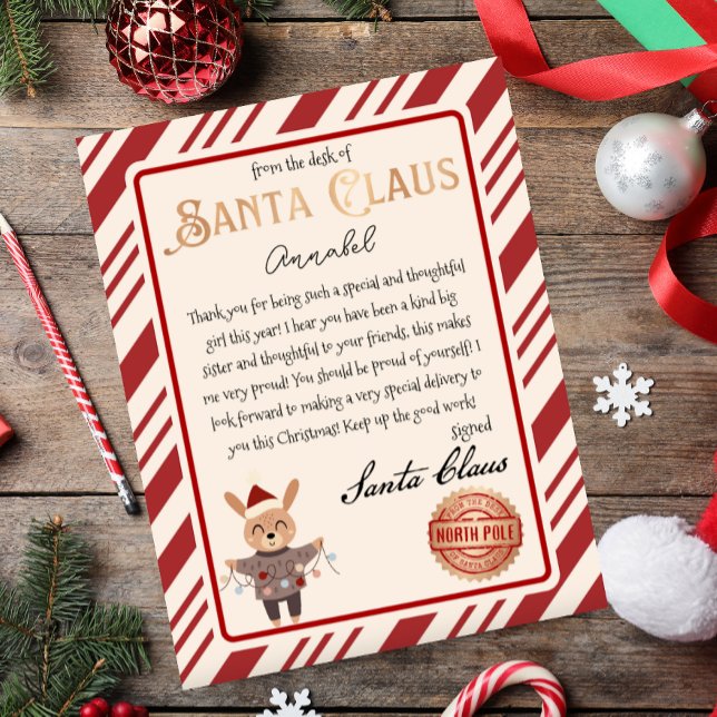 Personalized Letter from Santa Claus Invitation (letter from santa personalized for your child - easily edit download and print from home)