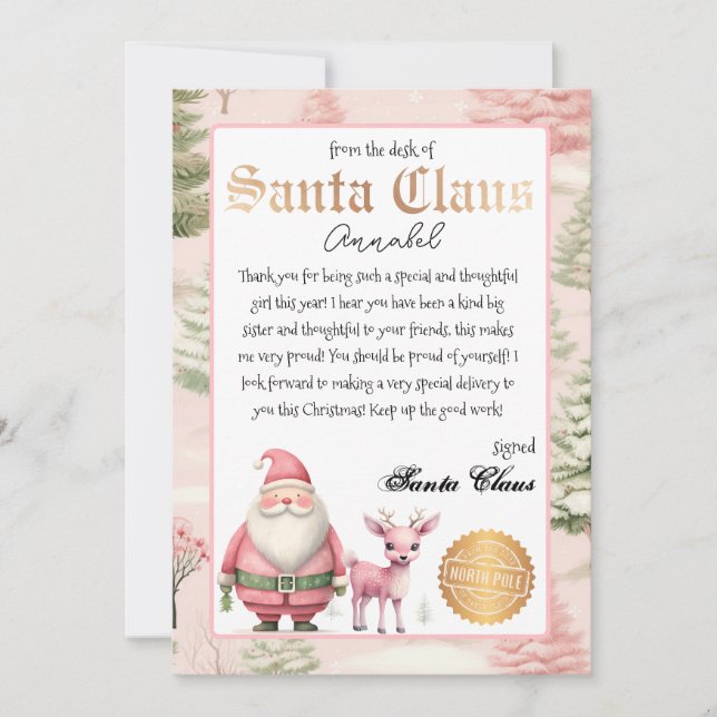 Personalized Letter from Santa Claus Invitation (Front)