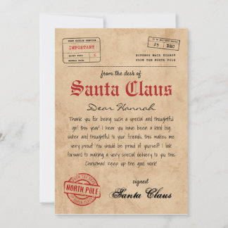 Personalized Letter from Santa Claus Invitation