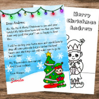 Personalized Letter from Santa + Coloring Page 
