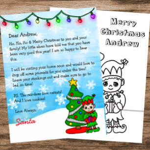 Personalized Letter from Santa + Coloring Page