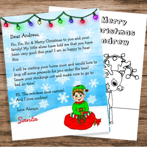 Personalized Letter from Santa  Coloring Page 