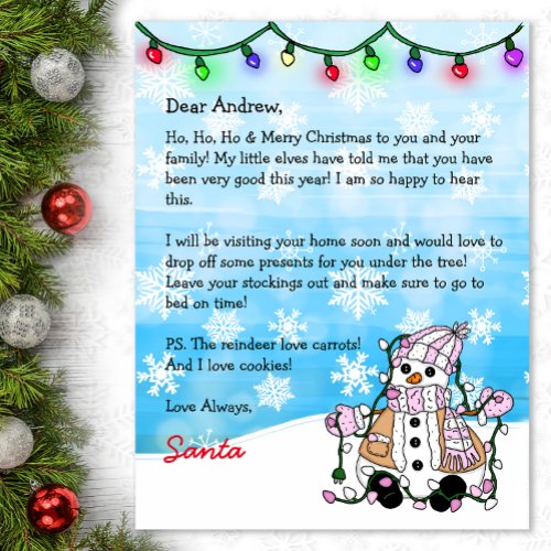 Personalized Letter from Santa  Coloring Page 