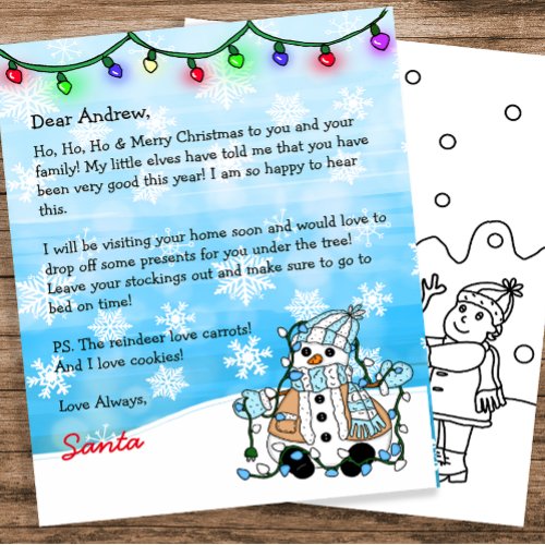 Personalized Letter from Santa  Coloring Page 