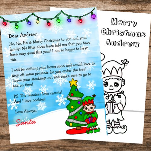 Personalized Letter from Santa  Coloring Page 