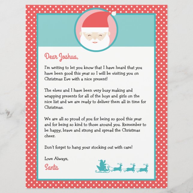 Personalized Letter From Santa & Coloring Page (Front)