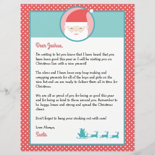 Personalized Letter From Santa  Coloring Page