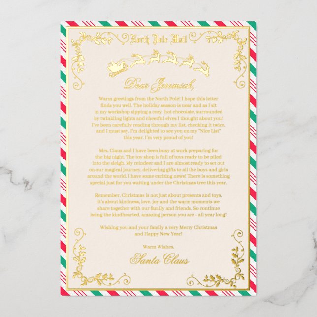 Personalized Letter FROM Santa Foil Invitation (Front)