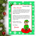 Personalized Letter from Santa for Children<br><div class="desc">Add your child's name to this personalized letter from Santa. Cute elf sitting on a bag of toys. Coloring page on back.</div>