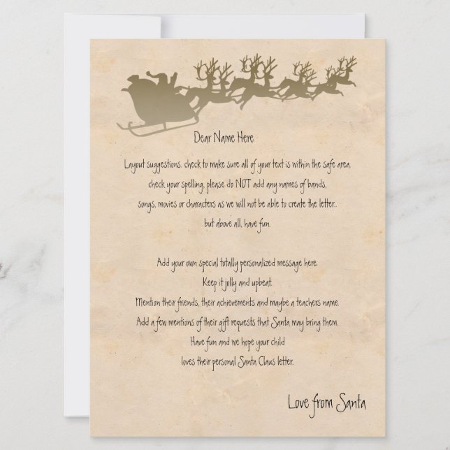 Personalized Letter From Santa Holiday Card (Front)