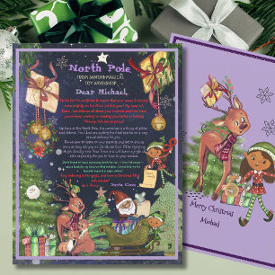 Personalized Letter from Santa I Purple Night Sky 
