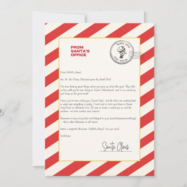 Personalized Letter from Santa Invitation (Front)