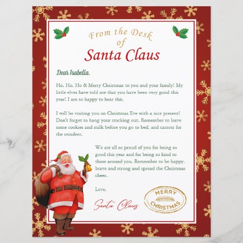 Personalized Letter From Santa  North Pole Mail