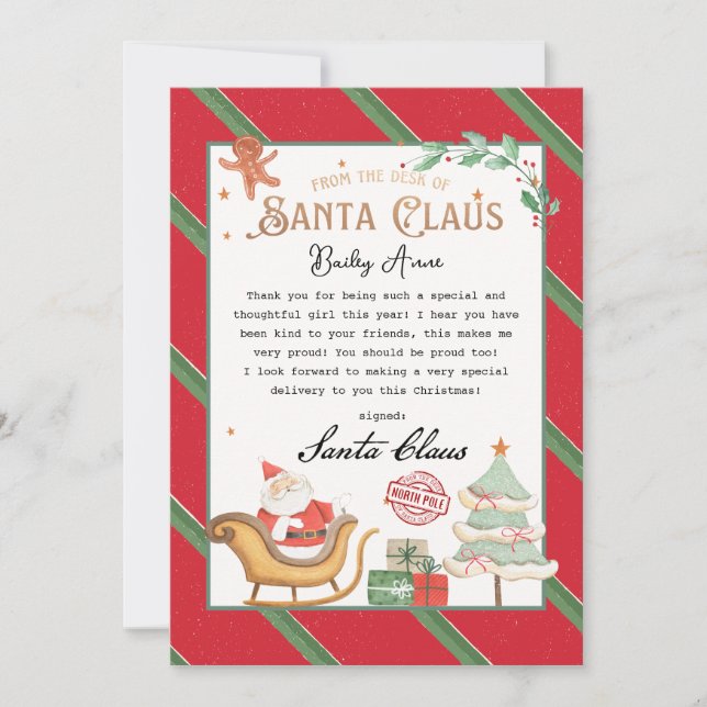 Personalized Letter from Santa Printable Invitation (Front)