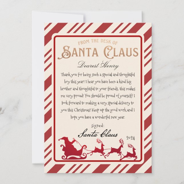 Personalized Letter from Santa Printable Invitation (Front)