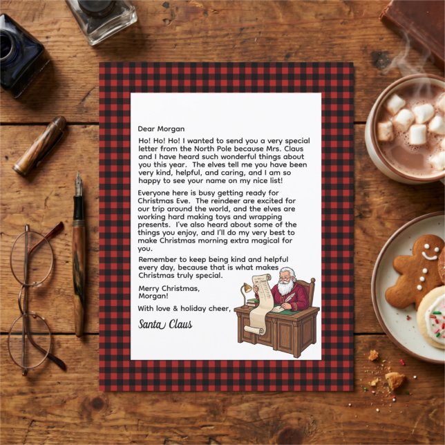Personalized Letter From Santa Red & Black Plaid (Creator Uploaded)