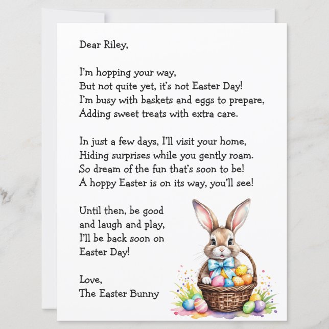 Personalized Letter from the Easter Bunny (Front)