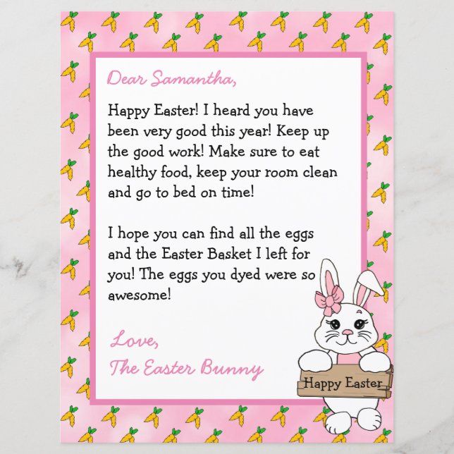 Personalized Letter from the Easter Bunny (Front)