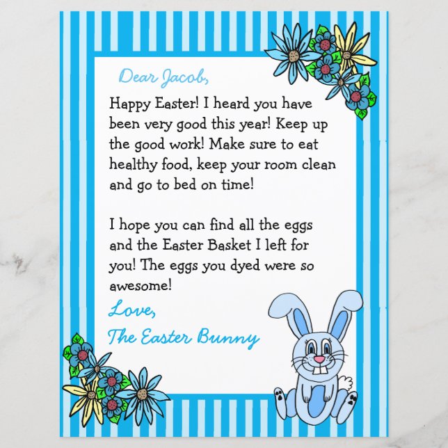 Personalized Letter from the Easter Bunny 2 Sided (Front)