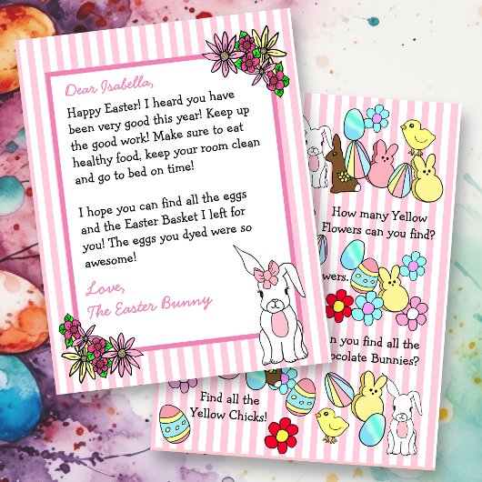 Personalized Letter from the Easter Bunny 2 Sided
