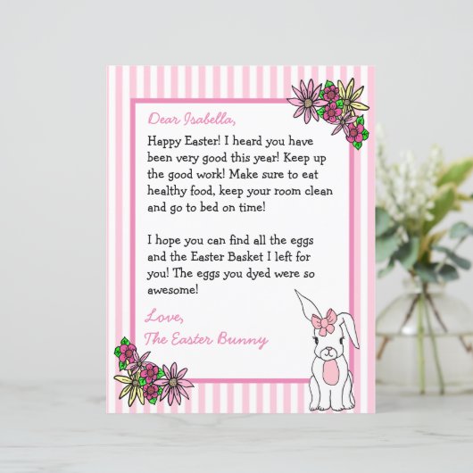 Personalized Letter from the Easter Bunny 2 Sided (Standing Front)