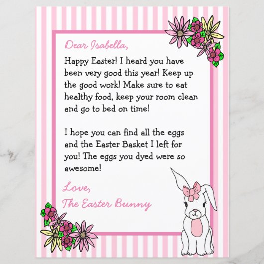 Personalized Letter from the Easter Bunny 2 Sided (Front)